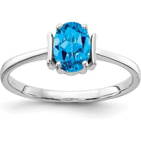 14K White Gold 7x5mm Oval Swiss Blue Topaz Ring - 1.00 Carat Gemstone Weight by Monteluci Fine Jewelry