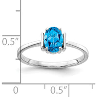 14K White Gold 7x5mm Oval Swiss Blue Topaz Ring - 1.00 Carat Gemstone Weight by Monteluci Fine Jewelry