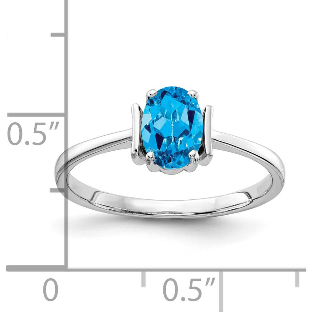 14K White Gold 7x5mm Oval Swiss Blue Topaz Ring - 1.00 Carat Gemstone Weight by Monteluci Fine Jewelry