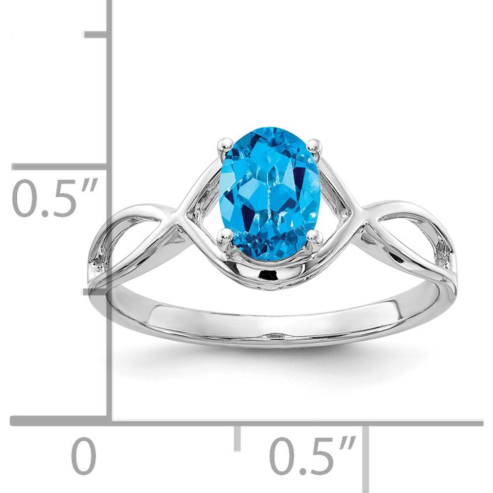 14K White Gold 7x5mm Oval Swiss Blue Topaz Ring - 1.00 Carat by Monteluci Fine Jewelry