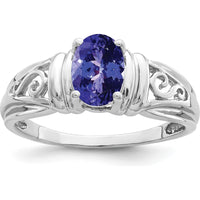 14K White Gold 7x5mm Oval Tanzanite Ring - 0.86 Carat Total Tanzanite Weight by Monteluci Fine Jewelry