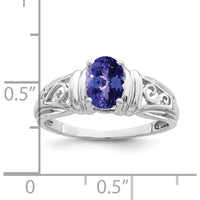 14K White Gold 7x5mm Oval Tanzanite Ring - 0.86 Carat Total Tanzanite Weight by Monteluci Fine Jewelry