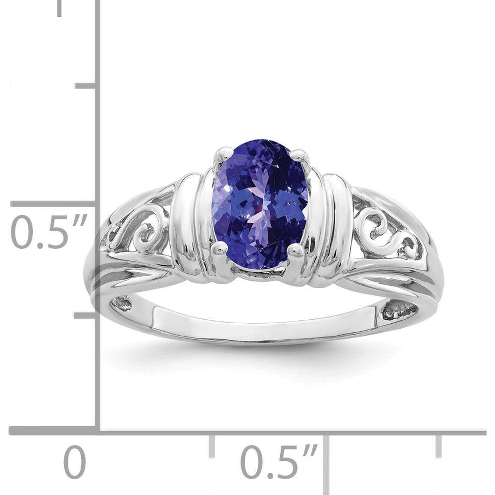 14K White Gold 7x5mm Oval Tanzanite Ring - 0.86 Carat Total Tanzanite Weight by Monteluci Fine Jewelry