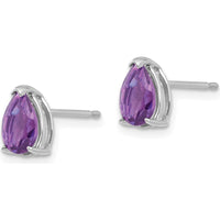 14K White Gold 7x5mm Pear Amethyst Earrings - 0.65 Carat Total Amethyst Weight by Monteluci Fine Jewelry