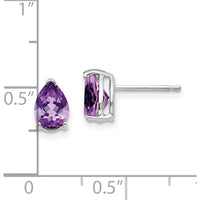 14K White Gold 7x5mm Pear Amethyst Earrings - 0.65 Carat Total Amethyst Weight by Monteluci Fine Jewelry