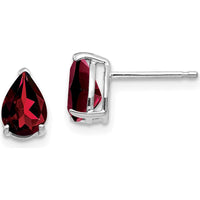 14K White Gold 7x5mm Pear Garnet Stud Earrings - 0.85 Carat Total Garnet Weight by Monteluci Fine Jewelry