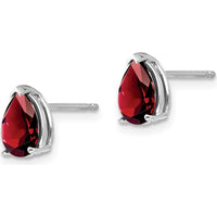 14K White Gold 7x5mm Pear Garnet Stud Earrings - 0.85 Carat Total Garnet Weight by Monteluci Fine Jewelry