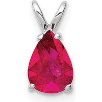 14K White Gold 7x5mm Pear Ruby Pendant - 0.95 Carat Faceted Ruby by Monteluci Fine Jewelry