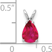 14K White Gold 7x5mm Pear Ruby Pendant - 0.95 Carat Faceted Ruby by Monteluci Fine Jewelry