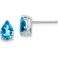 14K White Gold 7x5mm Pear Swiss Blue Topaz Stud Earrings - 0.85 Carat Total Gem Weight by Monteluci Fine Jewelry