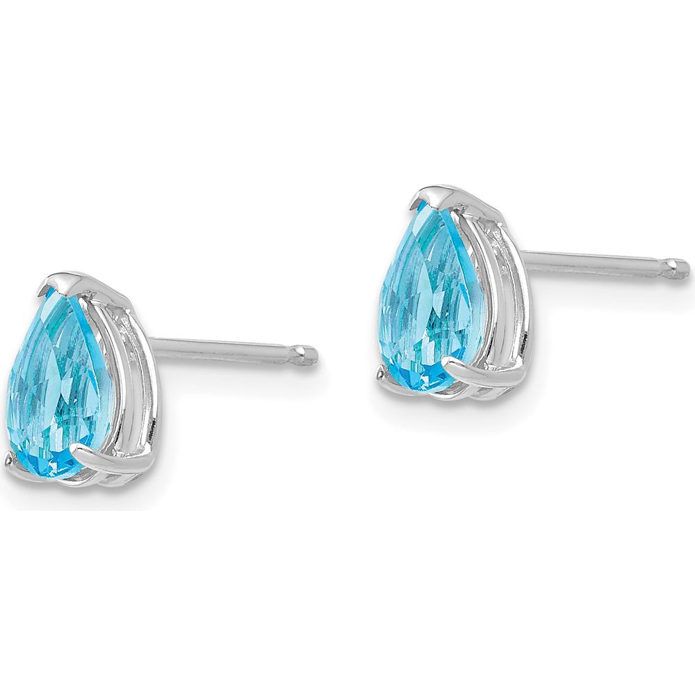14K White Gold 7x5mm Pear Swiss Blue Topaz Stud Earrings - 0.85 Carat Total Gem Weight by Monteluci Fine Jewelry