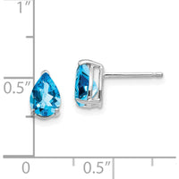 14K White Gold 7x5mm Pear Swiss Blue Topaz Stud Earrings - 0.85 Carat Total Gem Weight by Monteluci Fine Jewelry
