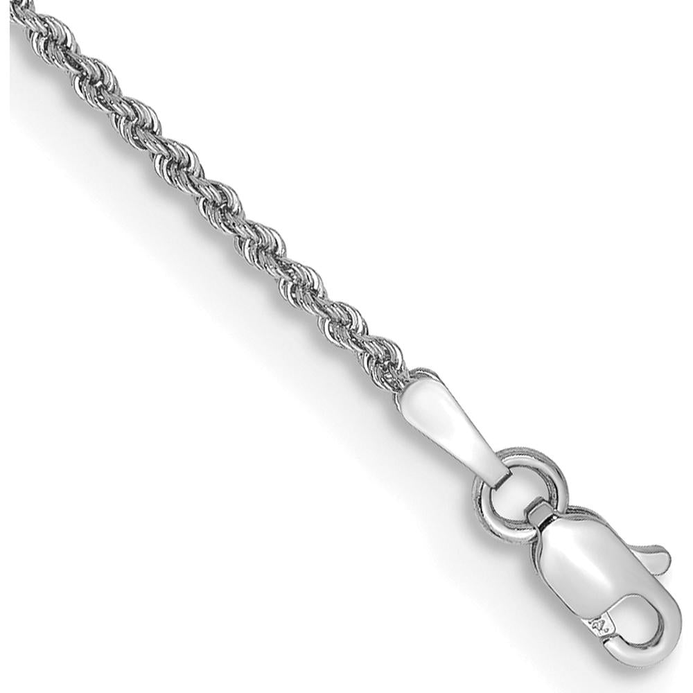 14K White Gold 8" 1.5mm Regular Rope Chain with Lobster Clasp by 0