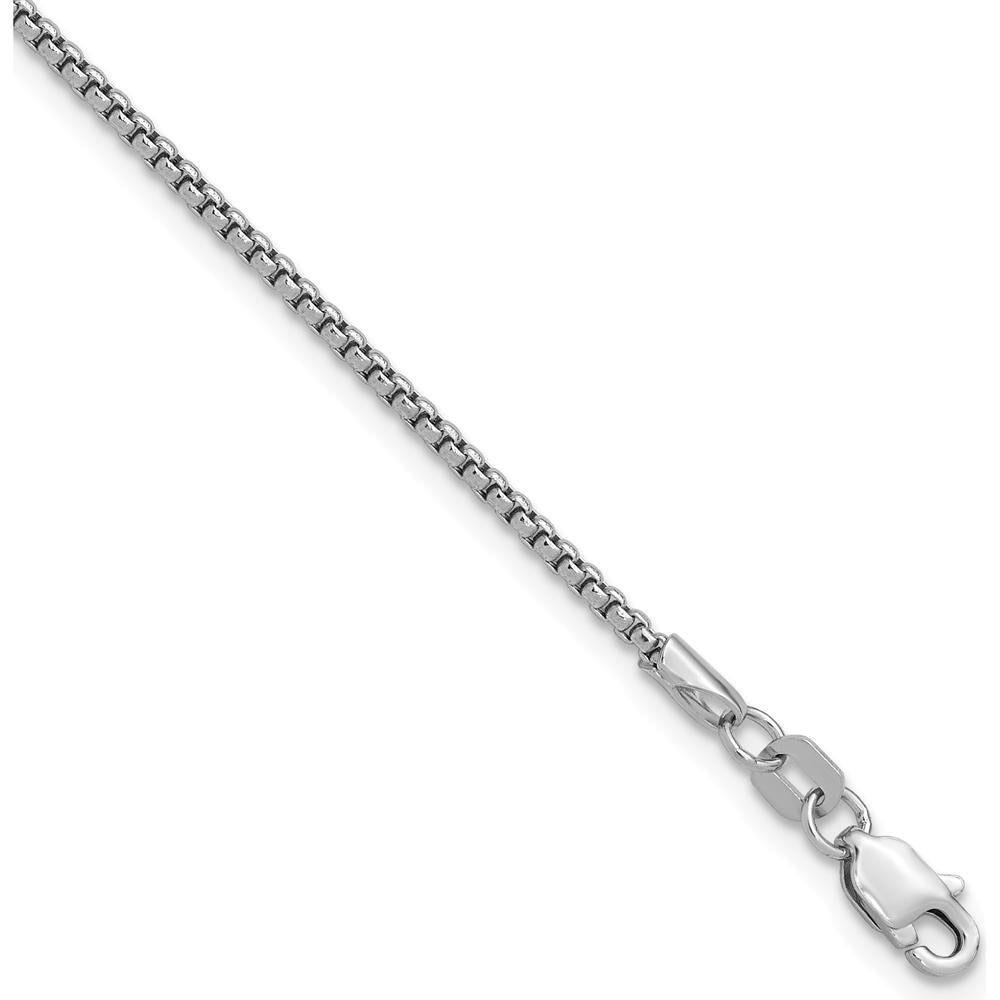 14K White Gold 8" 1.5mm Semi-Solid Round Box Chain Bracelet with Lobster Clasp by Oro Pregiato