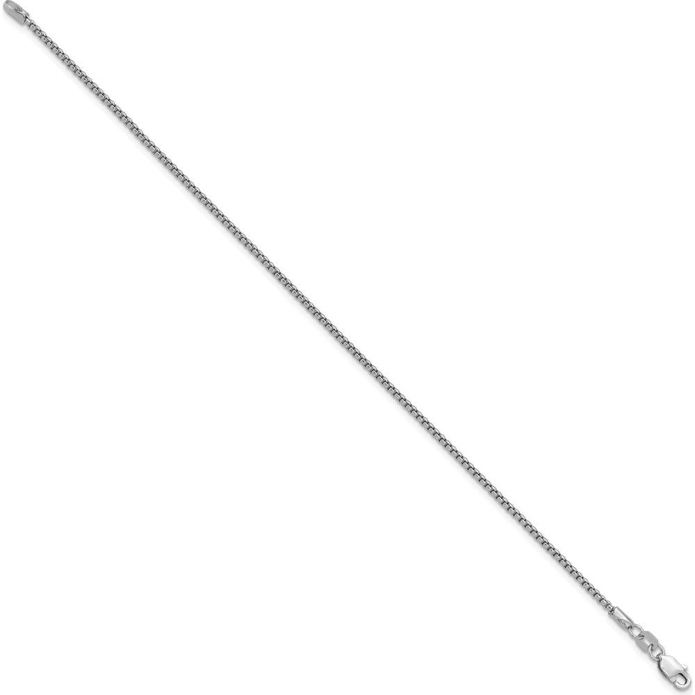 14K White Gold 8" 1.5mm Semi-Solid Round Box Chain Bracelet with Lobster Clasp by Oro Pregiato