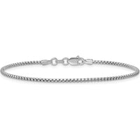 14K White Gold 8" 1.5mm Semi-Solid Round Box Chain Bracelet with Lobster Clasp by Oro Pregiato