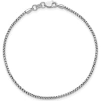 14K White Gold 8" 1.5mm Semi-Solid Round Box Chain Bracelet with Lobster Clasp by Oro Pregiato