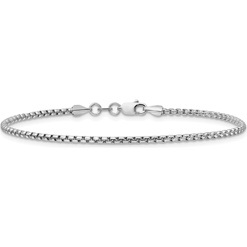 14K White Gold 8" 1.75mm Semi-Solid Round Box Chain Bracelet with Lobster Clasp by Oro Pregiato