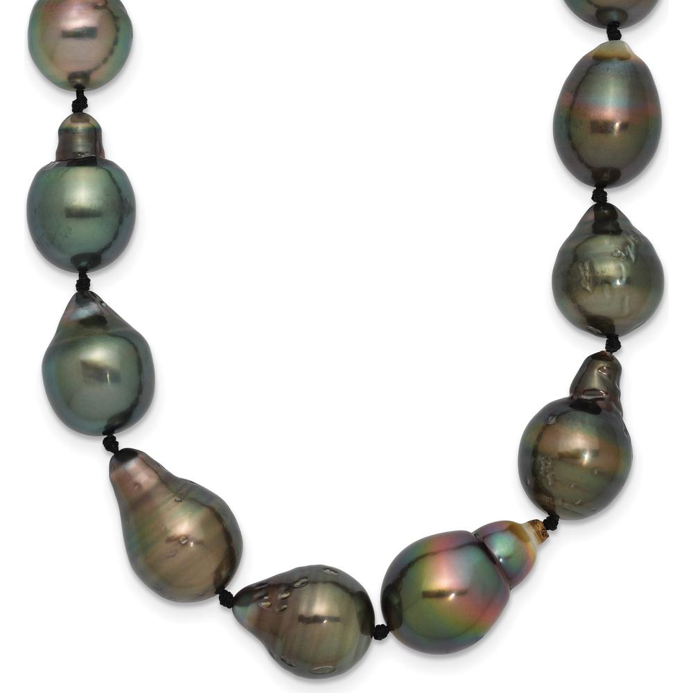 14K White Gold 8-11mm Black Baroque Tahitian Saltwater Cultured Pearl Graduated Necklace - 18" by Monteluci Fine Jewelry