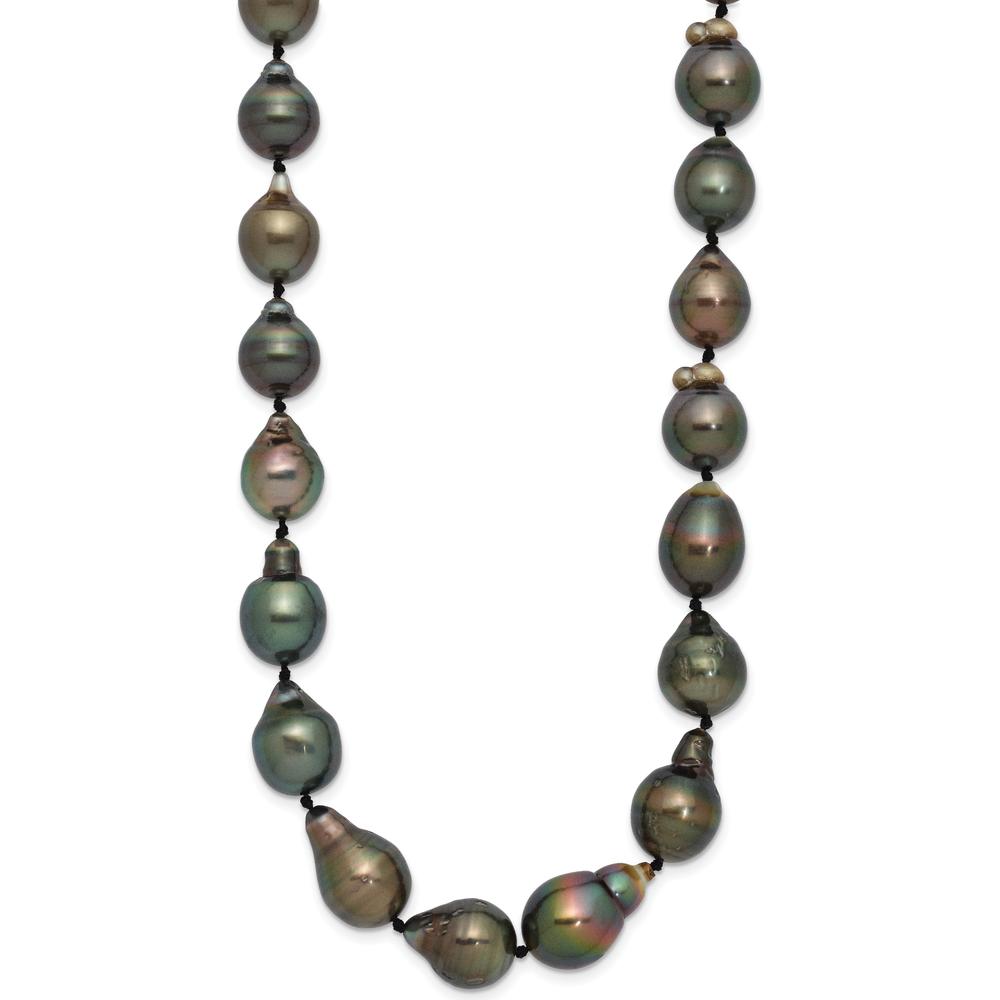 14K White Gold 8-11mm Black Baroque Tahitian Saltwater Cultured Pearl Graduated Necklace - 18" by Monteluci Fine Jewelry