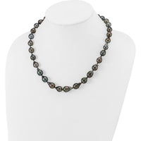 14K White Gold 8-11mm Black Baroque Tahitian Saltwater Cultured Pearl Graduated Necklace - 18" by Monteluci Fine Jewelry