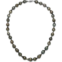 14K White Gold 8-11mm Black Baroque Tahitian Saltwater Cultured Pearl Graduated Necklace - 18" by Monteluci Fine Jewelry