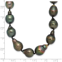 14K White Gold 8-11mm Black Baroque Tahitian Saltwater Cultured Pearl Graduated Necklace - 18" by Monteluci Fine Jewelry