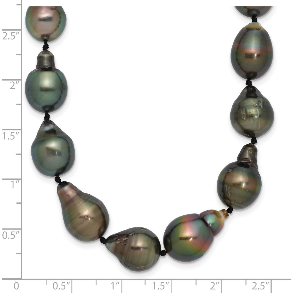 14K White Gold 8-11mm Black Baroque Tahitian Saltwater Cultured Pearl Graduated Necklace - 18" by Monteluci Fine Jewelry