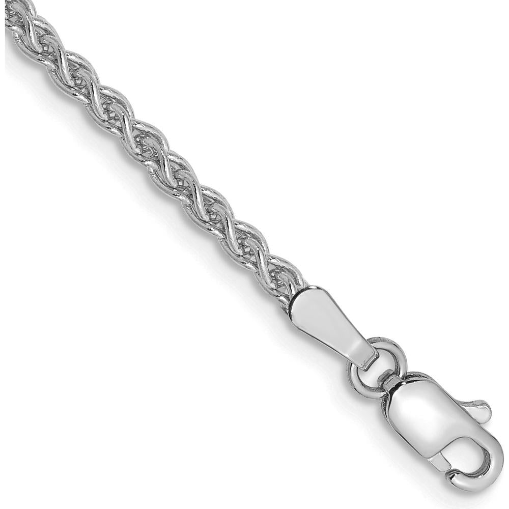14K White Gold 8" 2.1mm Spiga Chain Bracelet with Lobster Clasp by Oro Pregiato