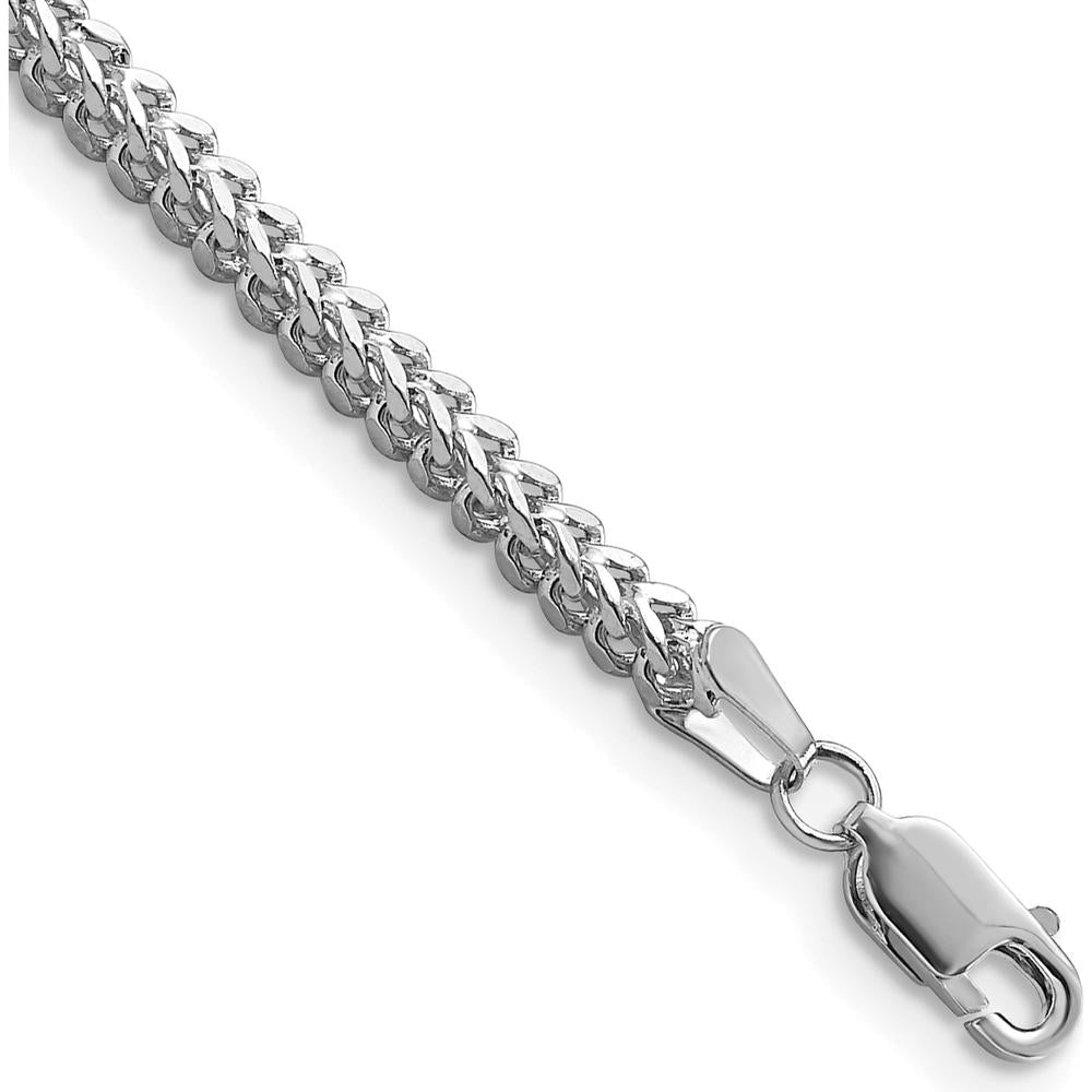 14K White Gold 8" 2.3mm Franco Chain Bracelet with Lobster Clasp by Oro Pregiato