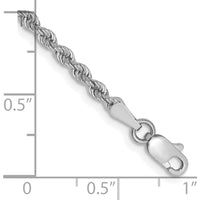 14K White Gold 8" 2.5mm Regular Rope Chain Bracelet with Lobster Clasp - Polished Finish by 0