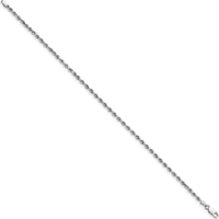 14K White Gold 8" 2.75mm Diamond-Cut Quadruple Rope Chain Bracelet with Lobster Clasp by Oro Pregiato