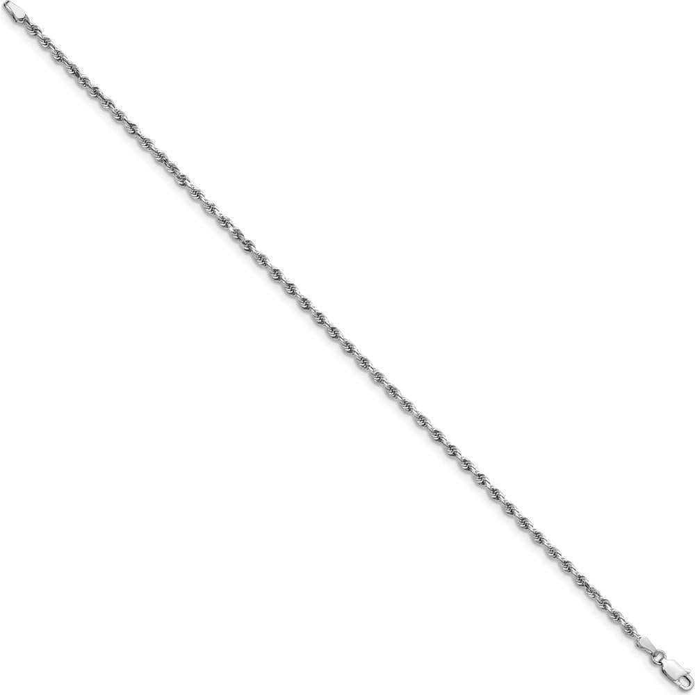 14K White Gold 8" 2.75mm Diamond-Cut Quadruple Rope Chain Bracelet with Lobster Clasp by Oro Pregiato