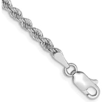 14K White Gold 8" 2.75mm Solid Rope Chain with Lobster Clasp - Polished Finish by 0