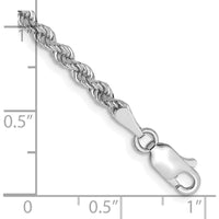 14K White Gold 8" 2.75mm Solid Rope Chain with Lobster Clasp - Polished Finish by 0