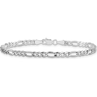 14K White Gold 8" 3.5mm Semi-Solid Figaro Bracelet with Lobster Clasp by Oro Pregiato