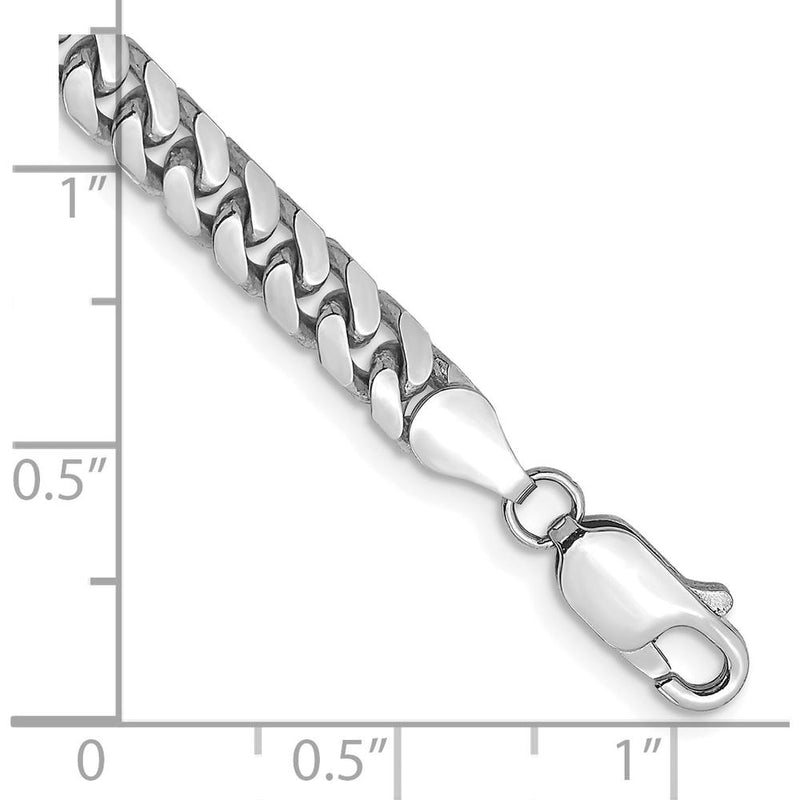 14K White Gold 8" 4.3mm Solid Miami Cuban Link Bracelet with Lobster Clasp by Oro Pregiato