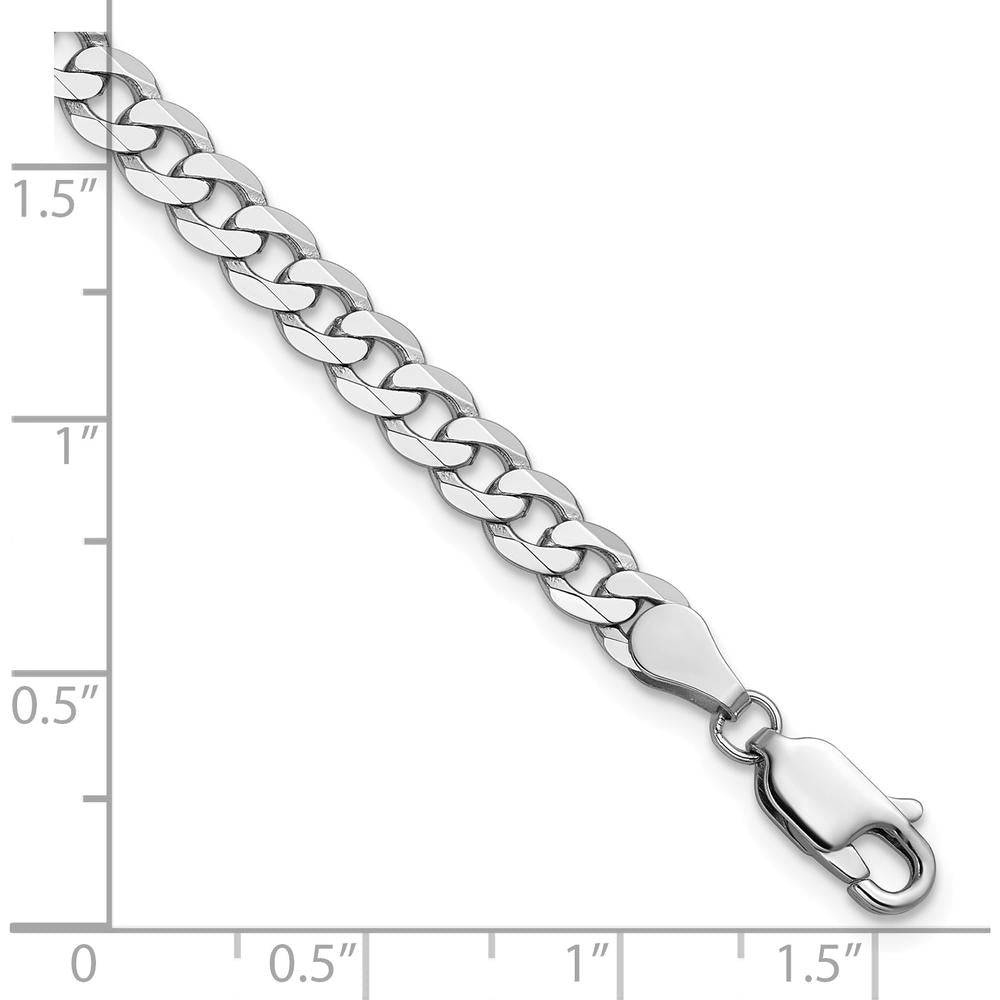 14K White Gold 8" 4.75mm Flat Beveled Curb Bracelet with Lobster Clasp by 0
