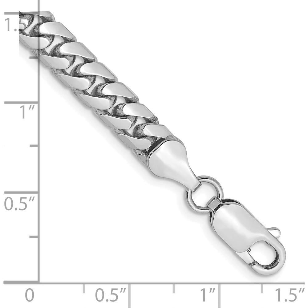 14K White Gold 8" 5.5mm Solid Miami Cuban Link Bracelet with Lobster Clasp by Oro Pregiato