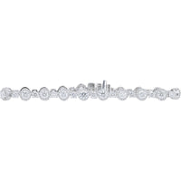 14K White Gold 8.50 Carat Total Weight Alternating Halo and Bar Set Round Lab Grown Diamond Bracelet