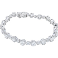 14K White Gold 8.50 Carat Total Weight Alternating Halo and Bar Set Round Lab Grown Diamond Bracelet