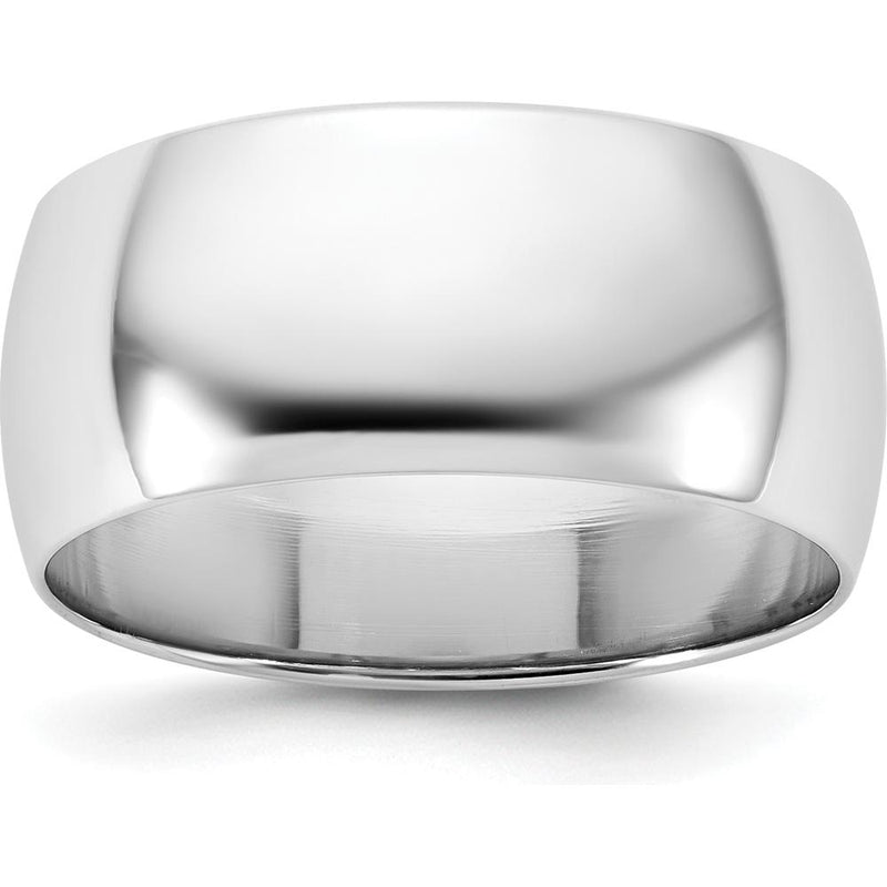 14K White Gold 8.5mm Light Weight Half Round Wedding Band - Unisex, Engravable, Polished Finish by Luciano & Cie
