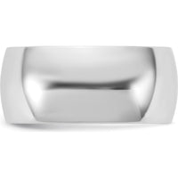 14K White Gold 8.5mm Lightly Textured Half Round Wedding Band - Domed Profile, Polished Finish, Engravable by Luciano & Cie