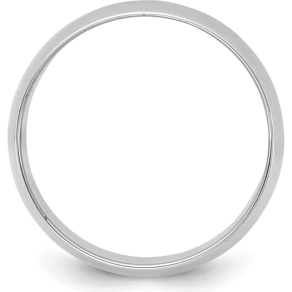 14K White Gold 8.5mm Polished Half Round Wedding Band - Unisex Domed Shape by Luciano & Cie