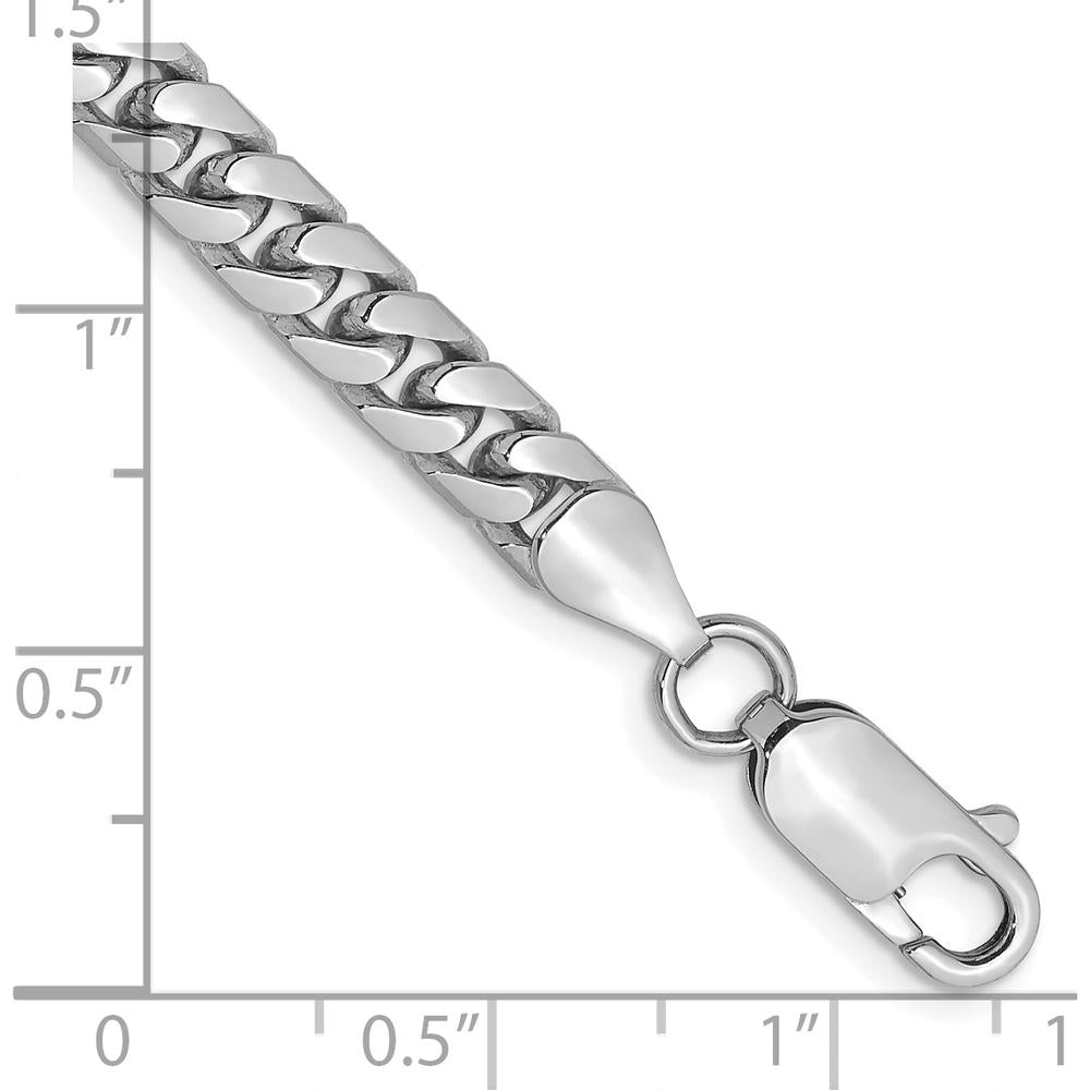 14K White Gold 8" 5mm Solid Miami Cuban Link Bracelet with Lobster Clasp by Oro Pregiato