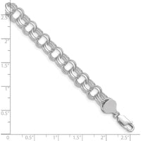 14K White Gold 8.5mm Solid Triple Link Charm Bracelet - Polished Finish with Lobster Clasp by 0