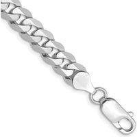 14K White Gold 8" 7.25mm Flat Beveled Curb Chain Bracelet with Lobster Clasp by 0