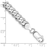 14K White Gold 8" 7.25mm Flat Beveled Curb Chain Bracelet with Lobster Clasp by 0