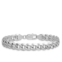 14K White Gold 8" 8.5mm Flat Beveled Curb Chain Bracelet with Lobster Clasp by 0