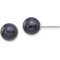 14K White Gold 8-9mm Black Akoya Cultured Pearl Stud Earrings by Monteluci Fine Jewelry